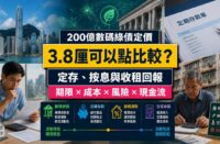 港數碼綠債與定存、按揭及收租回報比較封面，展示銀行文件、住宅和成本風險分析