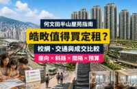 何文田皓畋屋苑指南封面，展示住宅群、斜路前往何文田站、家庭單位、會所及成交比較