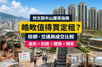 何文田皓畋屋苑指南封面，展示住宅群、斜路前往何文田站、家庭單位、會所及成交比較