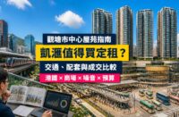 觀塘凱滙屋苑指南封面，展示四座住宅、裕民坊商場、公共運輸交匯處、行人天橋及成交比較