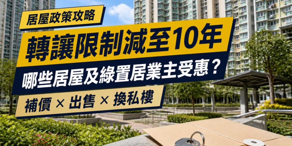 香港居屋屋苑與黃色新聞標題,介紹轉讓限制10年、補價、出售及換私樓安排
