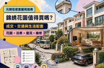 元朗錦綉花園屋苑指南封面圖，展示香港新界低密度住宅環境及綠化生活空間