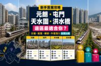 新界西北上車地區比較封面，展示元朗、屯門、天水圍及洪水橋住宅、鐵路交通和地區排行圖像